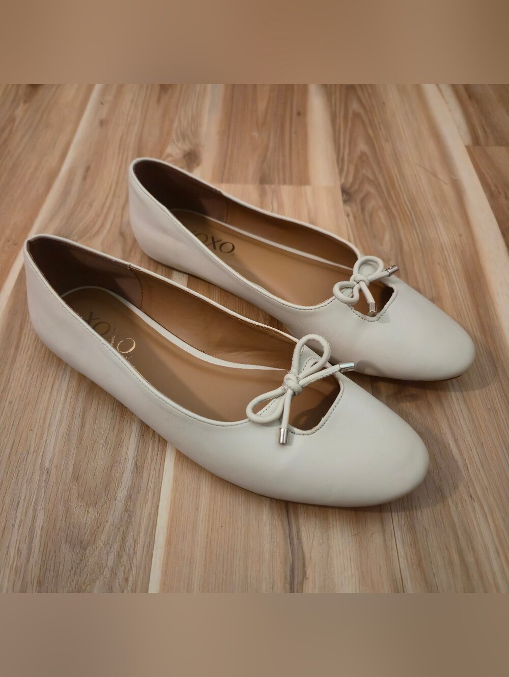 XOXO Cream White Bow Ballet Flats Coquette Balletcore Feminine Size 7.5